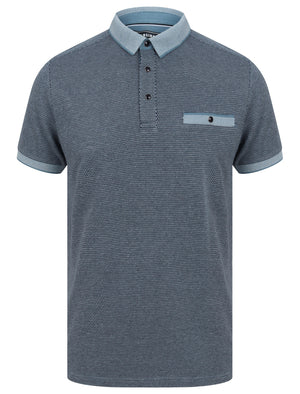 Artillery Cotton Jacquard Polo Shirt with Chest Pocket In Blue Heaven - Kensington Eastside