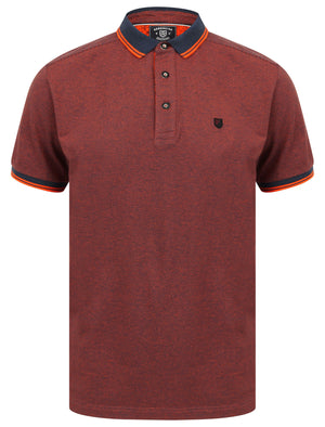 Goldsmith Jacquard Jersey Polo Shirt with Tipping In Koi Orange - Kensington Eastside