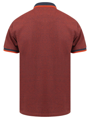 Goldsmith Jacquard Jersey Polo Shirt with Tipping In Koi Orange - Kensington Eastside