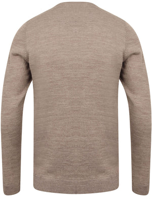 Jarrett Basic V Neck Knitted Jumper in Taupe Marl - Kensington Eastside