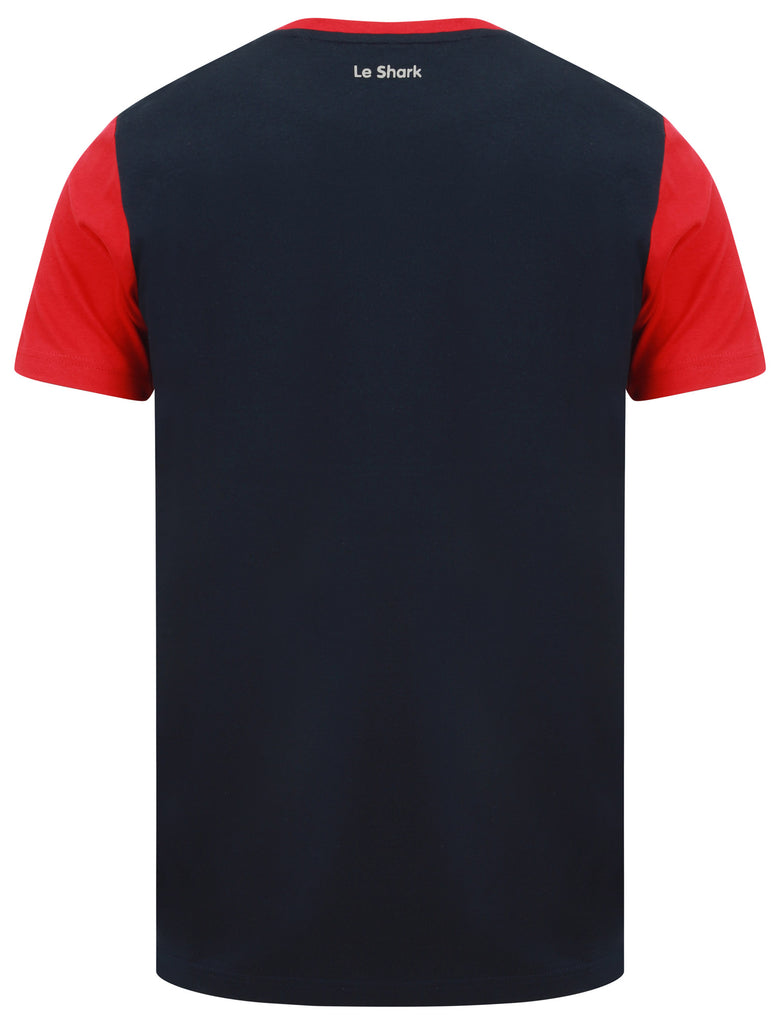 Adon Colour Block Panel Cotton Jersey T-Shirt in Scarlet Sage - Le Sha ...