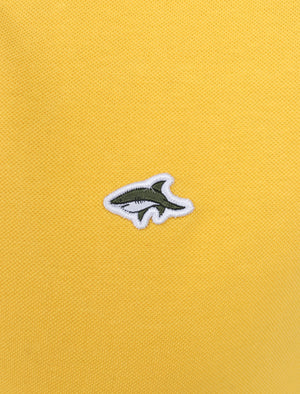 Patcham Cotton Pique Polo Shirt with Racer Stripe Tape Detail In Solar Yellow - Le Shark