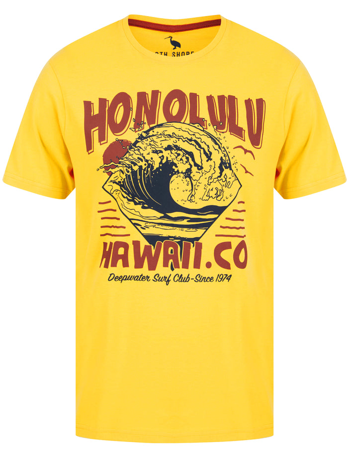 Honolulu Motif Cotton Jersey T-Shirt in Banana - South Shore – Tokyo ...