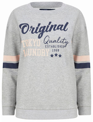 Biscuit Sports Motif Cotton Blend Fleece Sweatshirt in Light Grey Marl -  triatloandratx