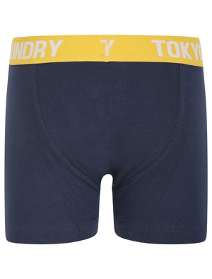 Boys (6-13yr) Henson (3 Pack) Boxer Shorts Set in Mood Indigo / Solar Yellow / Grey Marl - triatloandratx