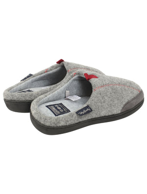 Clayed Fleece Lined Mule Slippers with Stitch Detail in Grey - triatloandratx