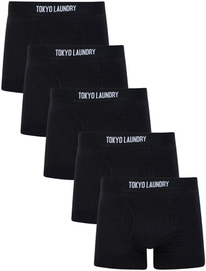 Clovelly (5 Pack) Cotton Sports Boxer Shorts Set in Jet Black - triatloandratx