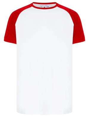 Dunswell (3 Pack) Raglan Sleeve Cotton Jersey Basic T-Shirt Set In Red / Blue / Grey Marl - triatloandratx