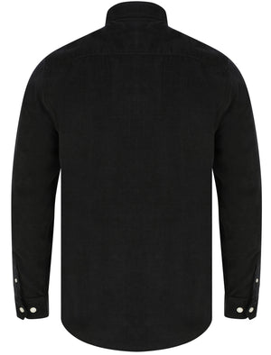 Erskine Corduroy Cotton Long Sleeve Shirt In Jet Black - triatloandratx