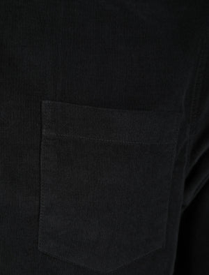 Erskine Corduroy Cotton Long Sleeve Shirt In Jet Black - triatloandratx