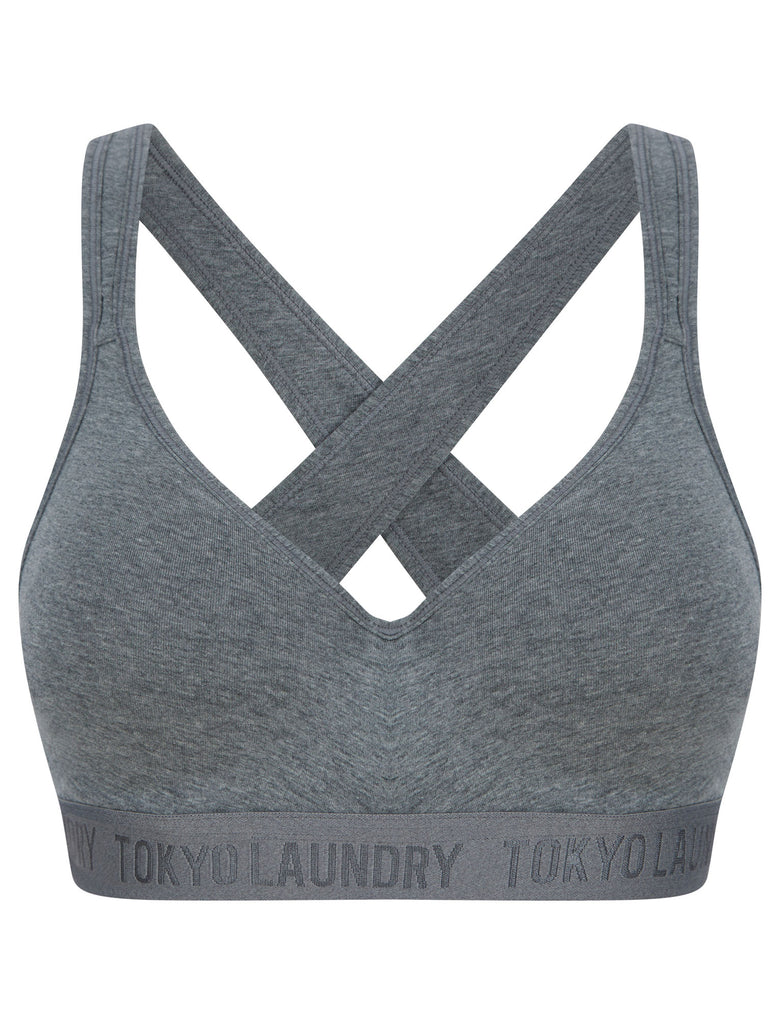Galexia Non-Wired Soft Padded Cotton Sports Style Bra in Mid Grey Marl ...