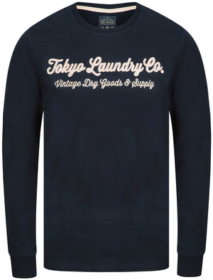 Hackensack Cotton Jersey Slub Long Sleeve Top In Sky Captain Navy - triatloandratx