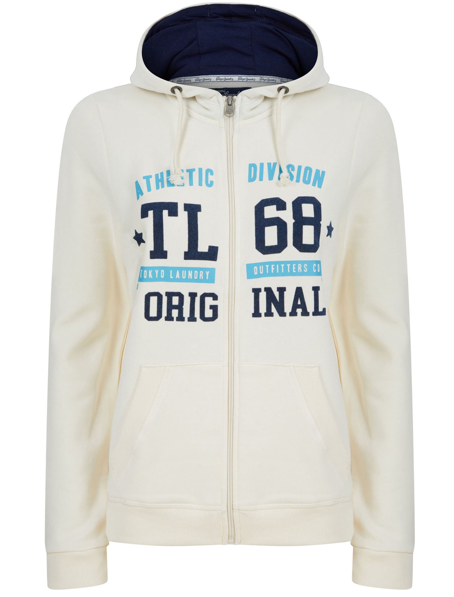 Hoodies / Sweatshirts Jayne Zip Through Hoodie With Flocked Motif In Gardenia / 12 - Tokyo Laundry