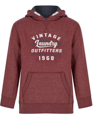 Boys Ribba Motif Brushback Fleece Pullover Hoodie in Merlot Marl - triatloandratx Kids