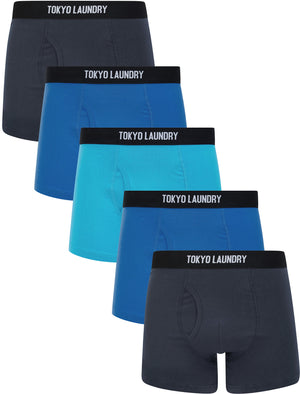 Koman (5 Pack) Cotton Sports Boxer Shorts Set in Blue - triatloandratx