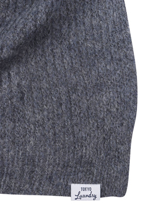 Women's Misty Brushed Wool Blend Cable Knitted Scarf in Blue - triatloandratx
