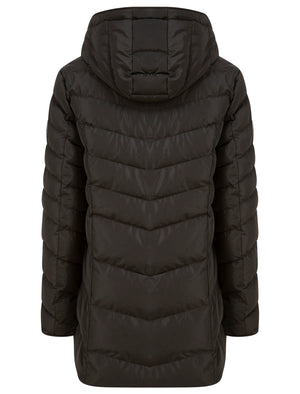 Safflower 2 Longline Quilted Puffer Coat with Hood In Black - triatloandratx