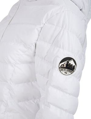Safflower 2 Longline Quilted Puffer Coat with Hood In White - triatloandratx