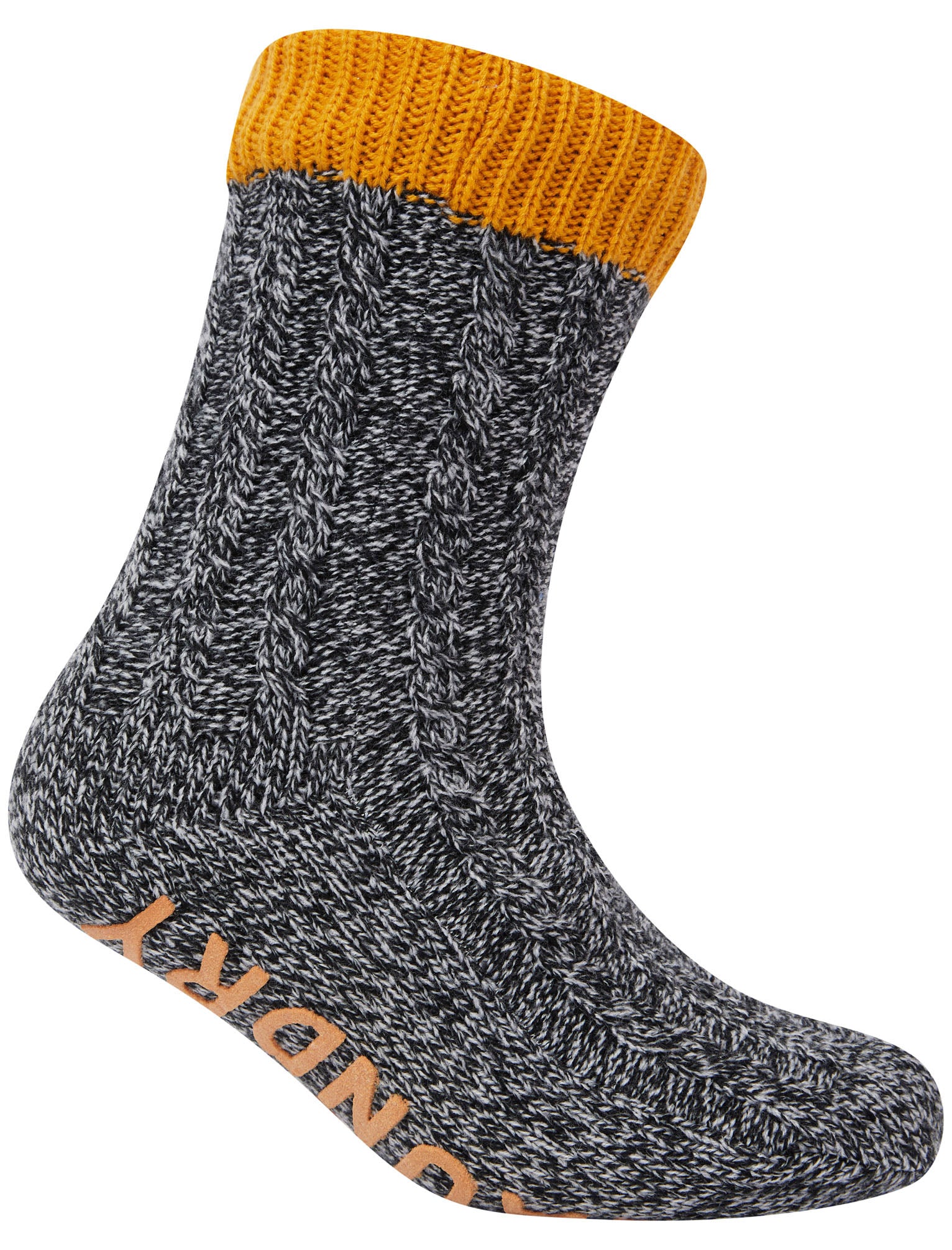 accessory scoresby borg lined chunky cable knit slipper socks in yolk yellow / one size - tokyo laundry