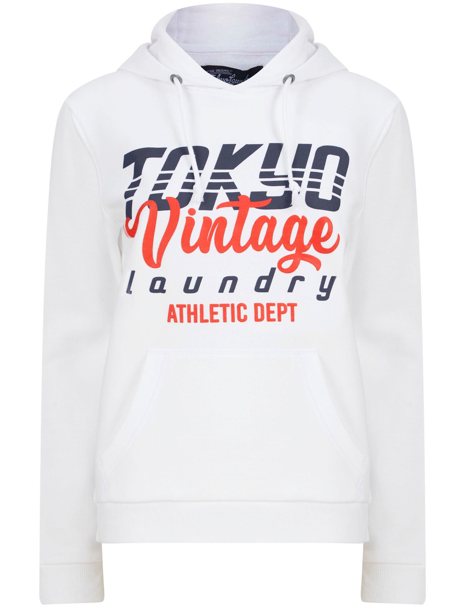 Hoodies / Sweatshirts Sporty Motif Brushback Fleece Pullover Hoodie In Optic White / 12 - Tokyo Laundry
