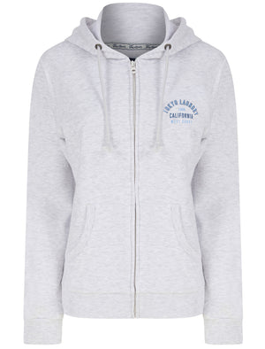 West Cali Brushback Fleece Zip Through Hoodie in Ice Grey Marl - triatloandratx