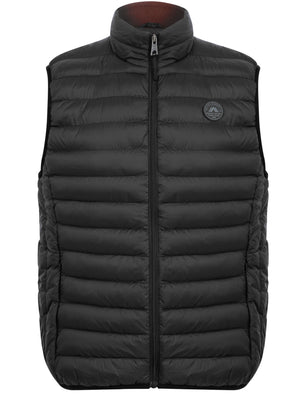 Yellin 2 Quilted Puffer Gilet with Fleece Lined Collar in Jet Black / Burgundy - triatloandratx