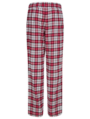 Women's Rudolph Motif 2pc Lounge Pyjama Set in Red / Red White Check - Merry Christmas