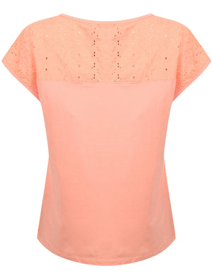 Diandra Broderie Anglaise Insert Top In Candlelight Peach - Amara Reya