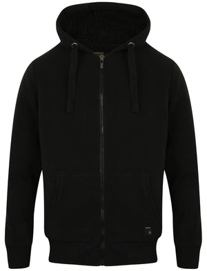 Omega Zip Through Hoodie With Borg Lining In Black - Dissident