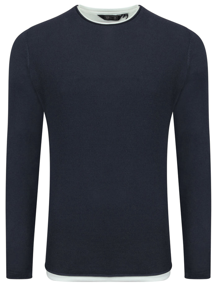 Download Misty Mock T-Shirt Insert Textured Jumper in Midnight Blue ...