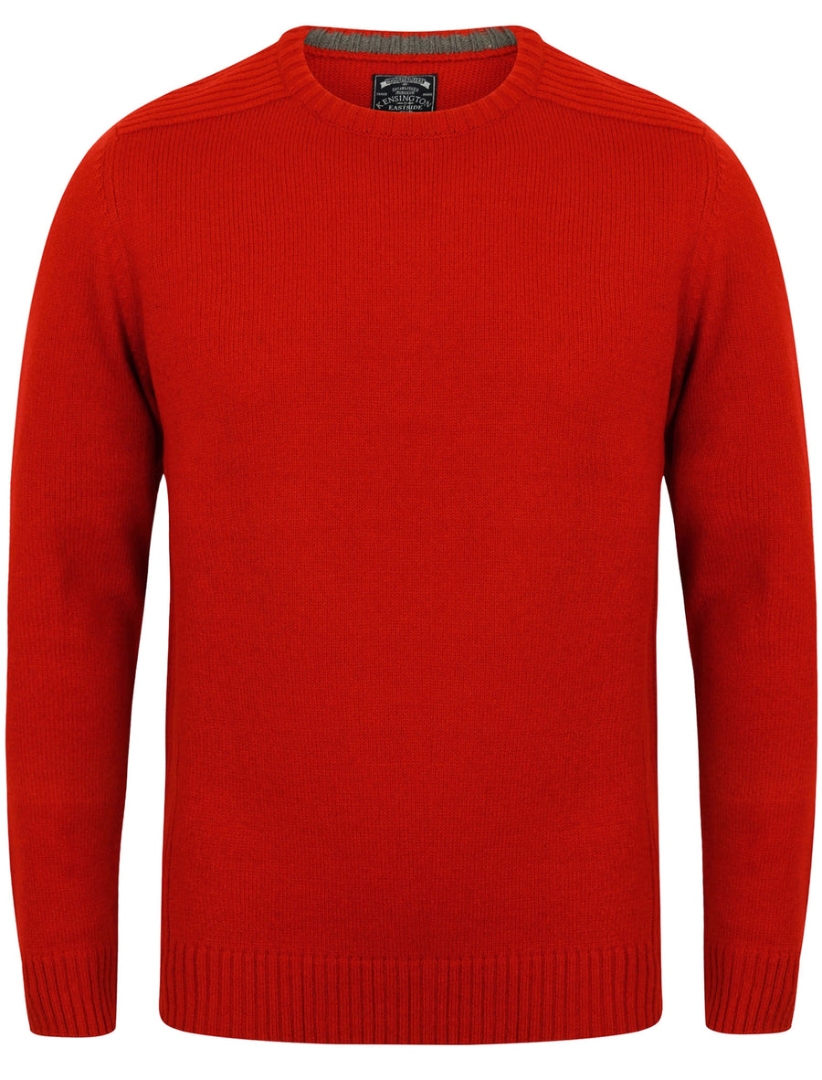 Drew Crew Neck Jumper with Ribbed Panels In Red - Kensington Eastside ...