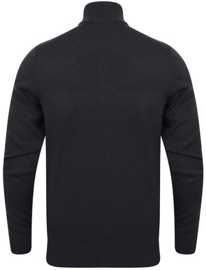 Hitchcock Half Zip Neck Cashmilon Knit Jumper in Charcoal - Kensington Eastside