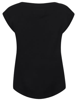 Aafiyah Cotton T-Shirt with Turn-Up Sleeves In Jet Black - triatloandratx