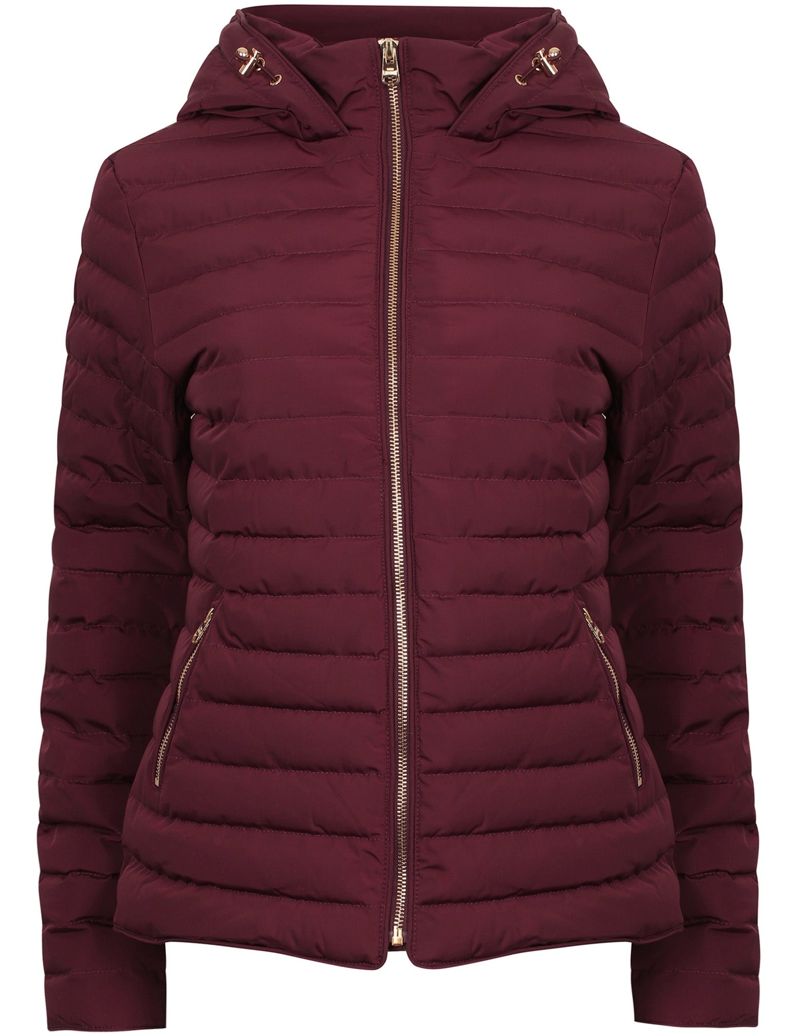 burgundy quilted coat