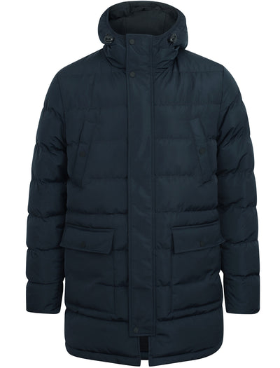 Safflower 2 Longline Quilted Puffer Coat with Hood In Black - Tokyo La –  Tokyo Laundry