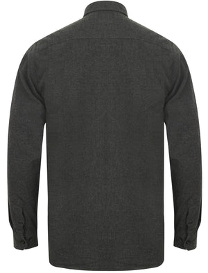 Millbrook Zip Through Long Sleeve Cotton Shirt in Dark Grey - triatloandratx