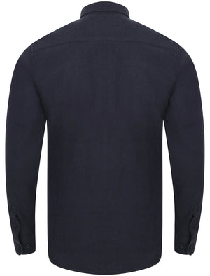 Millbrook Zip Through Long Sleeve Cotton Shirt in True Navy - triatloandratx