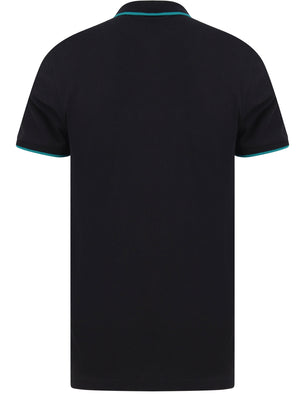 Noel 2 Cotton Pique Polo Shirt with Neon Tipping In Jet Black - triatloandratx