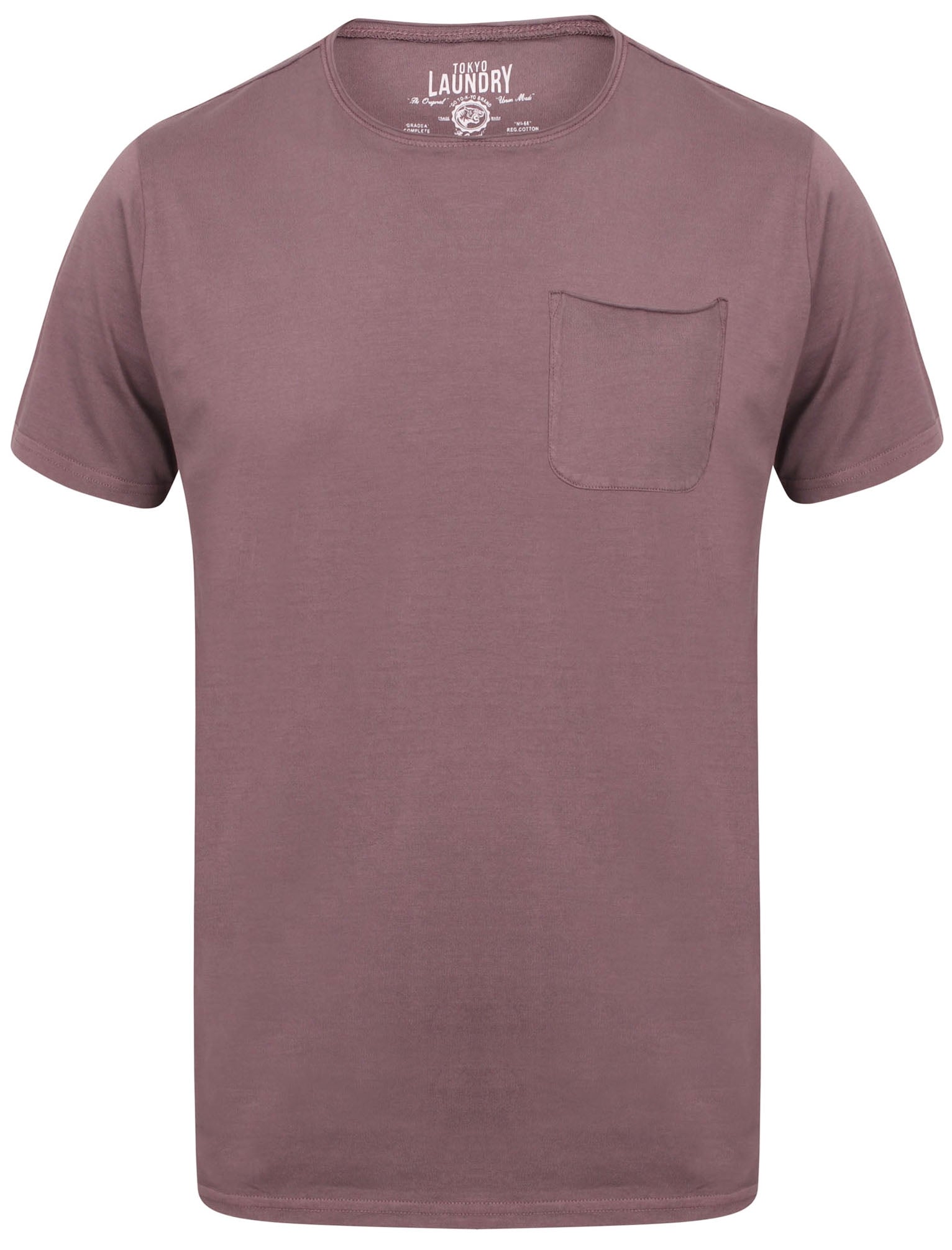 t-shirts zac crew neck cotton t-shirt with pocket in black plum / s - tokyo laundry