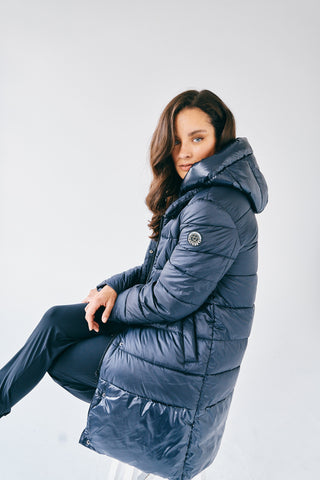 long navy puffer jacket