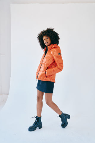 short puffer jacket - orange