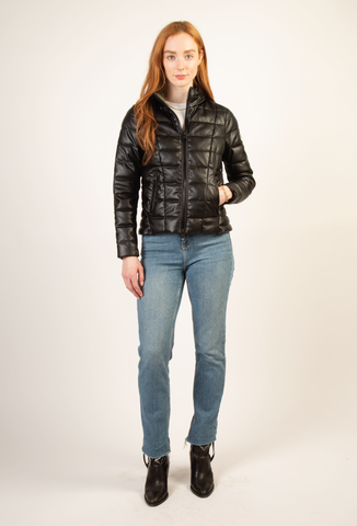 short puffer jacket - recycled vegan leather