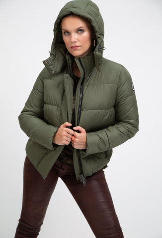 short puffer jacket - olive