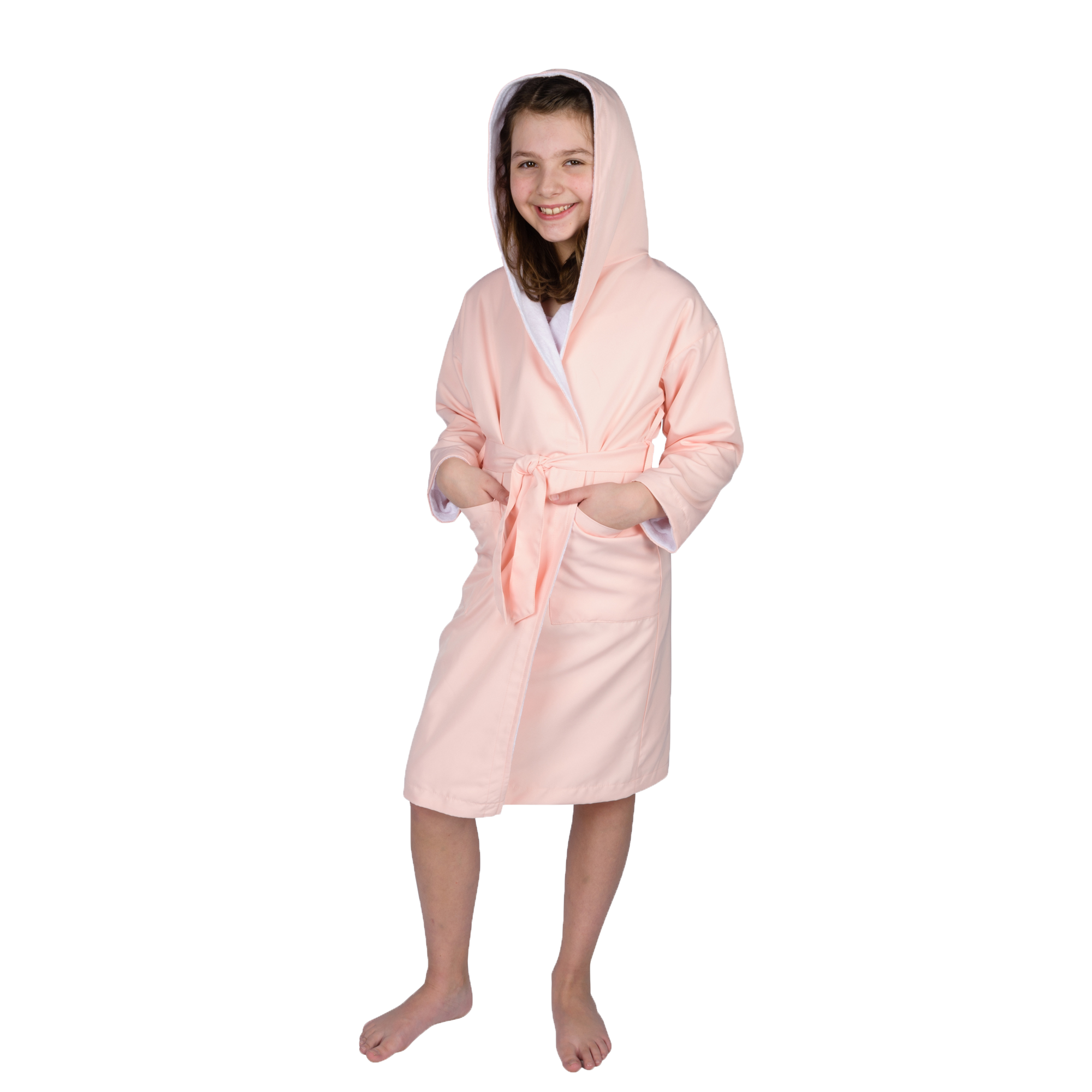 Luxury Pink Hooded Bathrobe for Girls - Soft, Plush - Made in USA ...