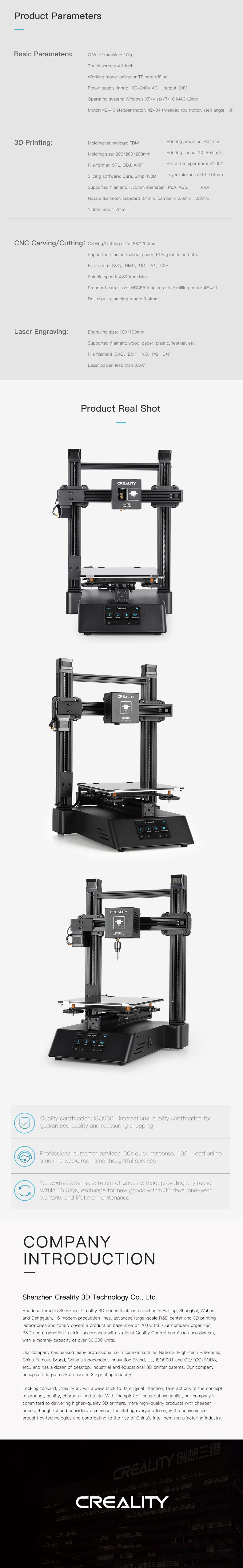 Creality Cp 01 3 In 1 Modular 3d Printer Creality 3d