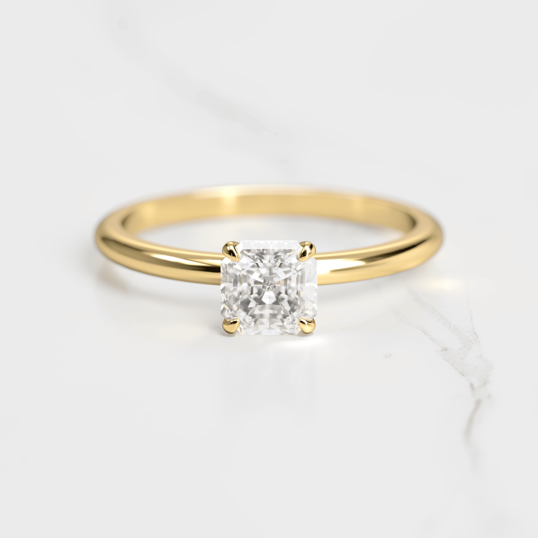 Asscher Solitaire Diamond Ring - 14k rose gold / 1.25ct / lab diamond