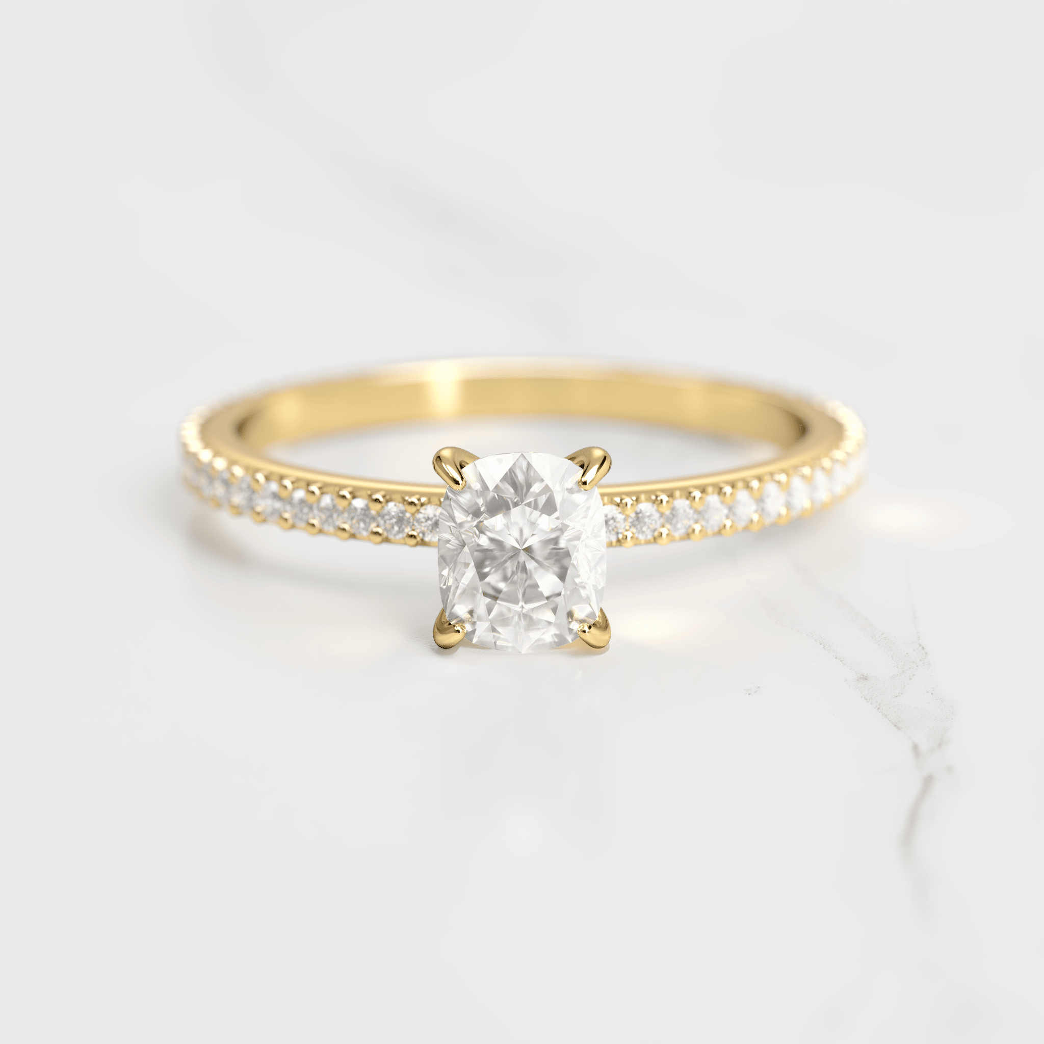 CUSHION FULL PAVE DIAMOND RING - 18k rose gold / 0.75ct / lab diamond