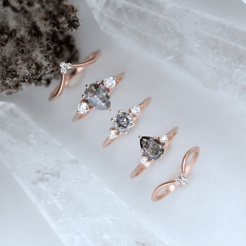 Salt and pepper diamond rings