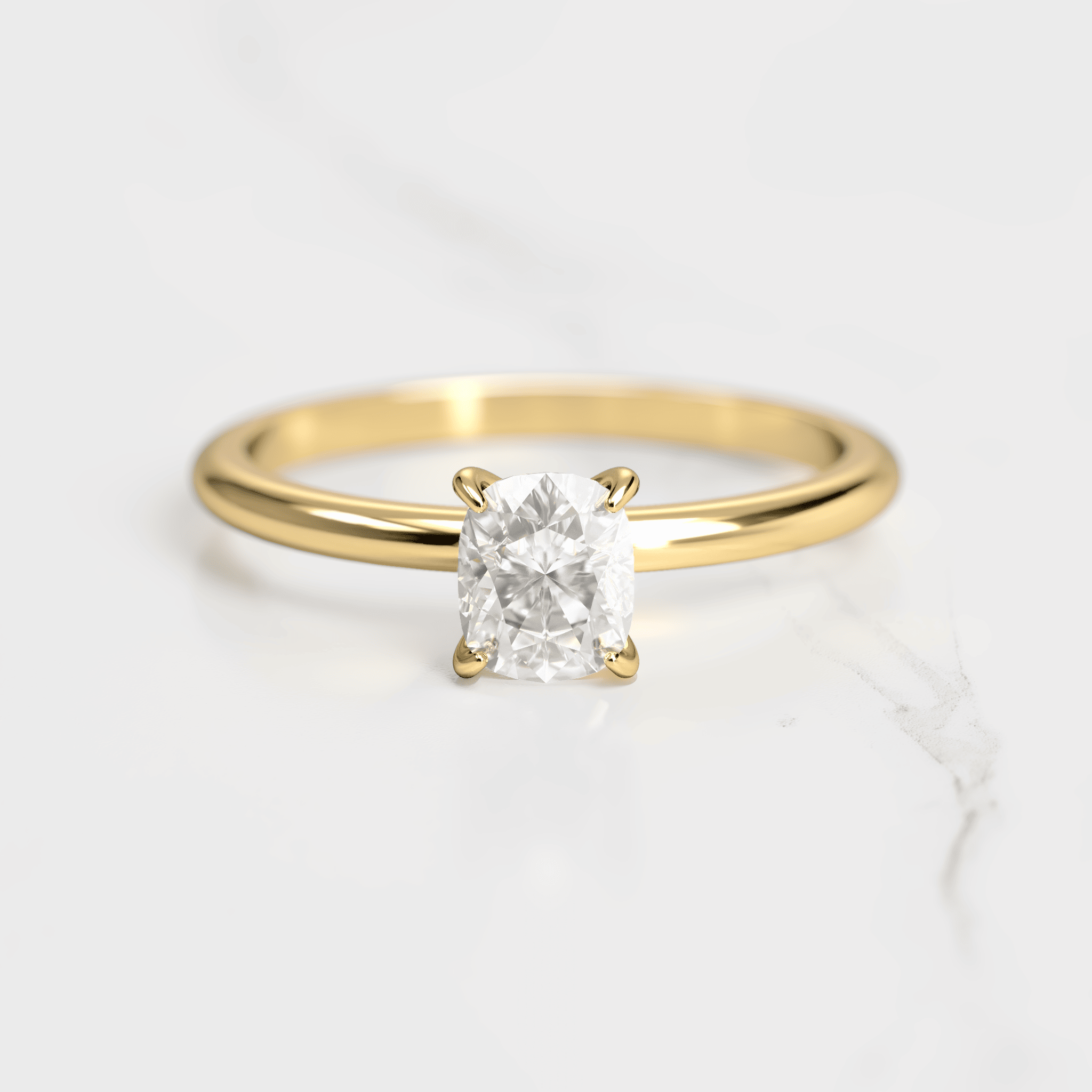 Cushion Solitaire Diamond Ring - 14k yellow gold / 1.50ct / natural diamond