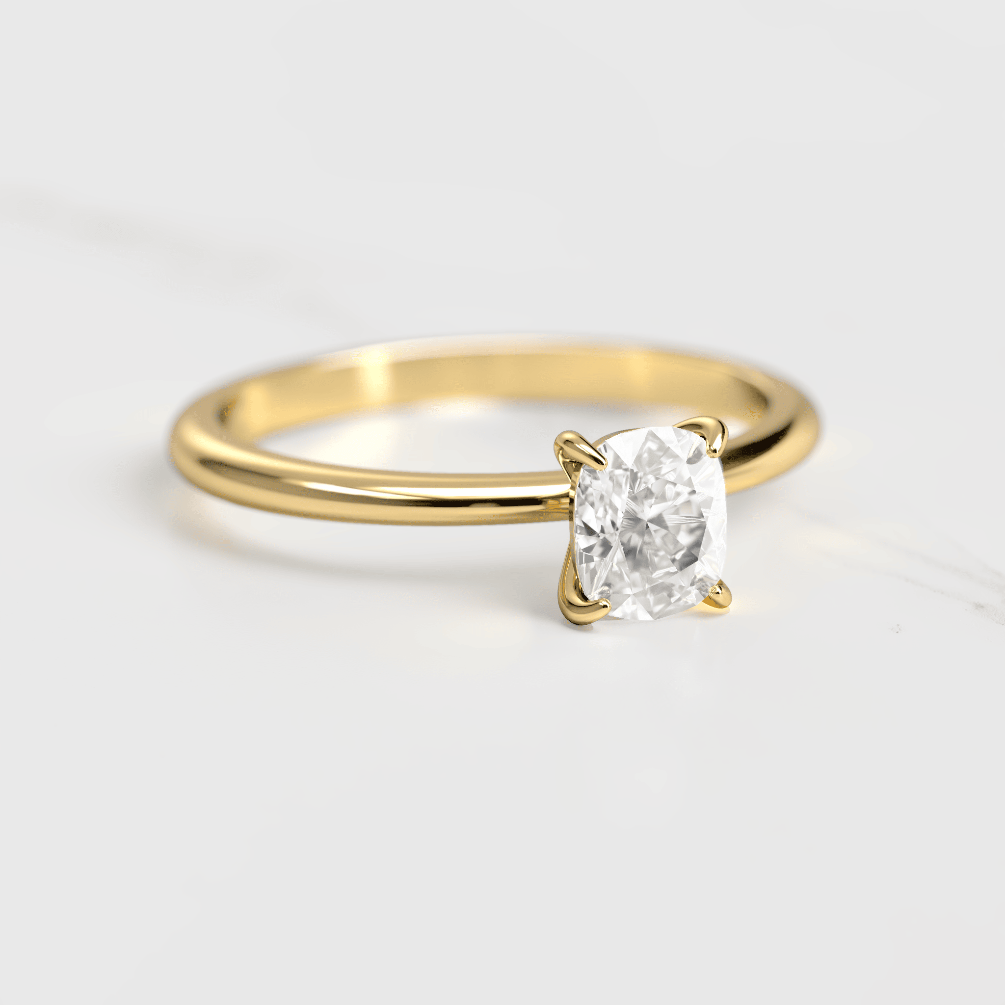 Cushion Tapered Solitaire Diamond Ring - 14k white gold / 0.5ct / lab diamond